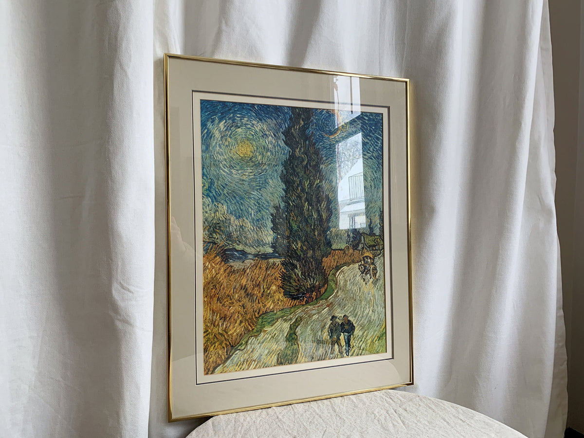 Vincent Van Gogh "Road with Cypress and Star" Framed Print
