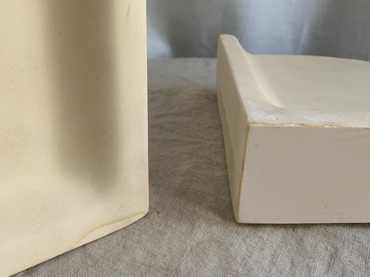 Postmodern Pinched Arc Sculptural Cast Ceramic Bookends
