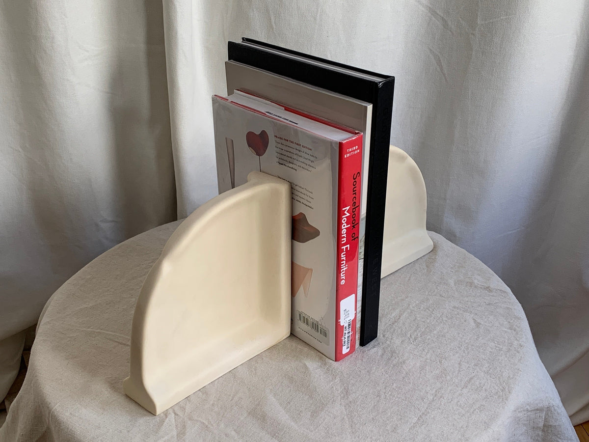 Postmodern Pinched Arc Sculptural Cast Ceramic Bookends