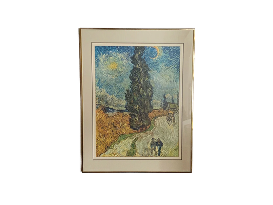 Vincent Van Gogh "Road with Cypress and Star" Framed Print
